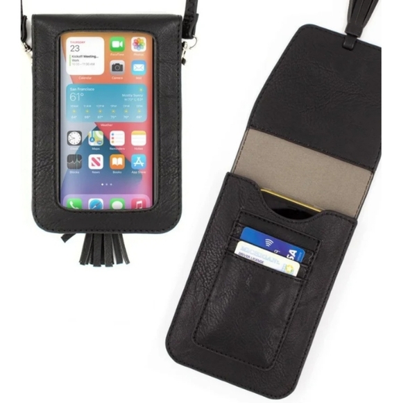 K Carroll Phone Credit Card Cross Body Preloved Brown Green Protected Card Slots - Picture 1 of 17